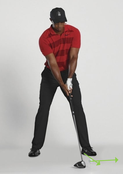 Tiger Woods' golf driver. Position picture of the ball when shooting