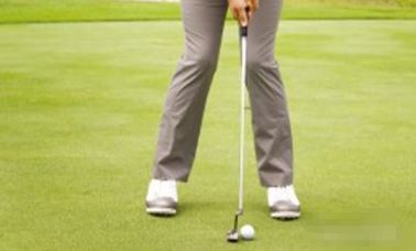   A picture of a golf putting's stance